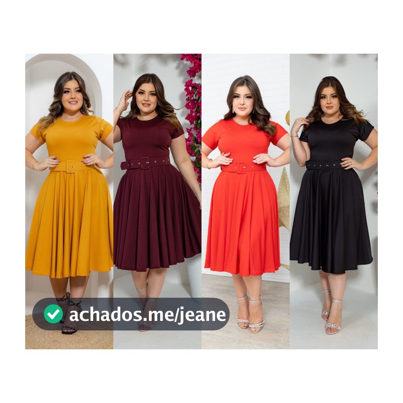 Vestido Midi Godê 360º- Cores Lisas - Acompanha Cinto -Tamanho P ao G3 - Via Brás