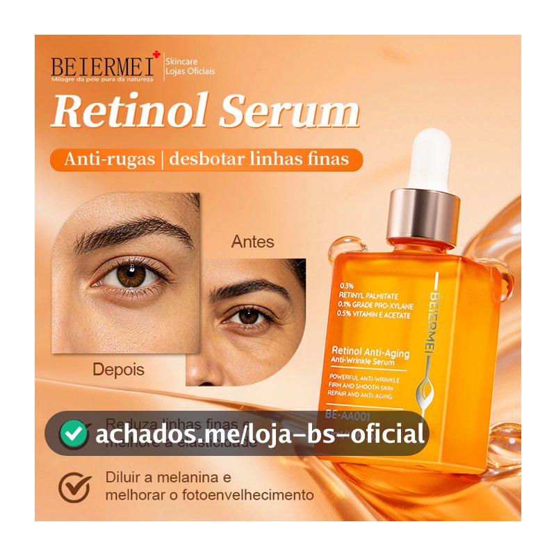 BEIERMEI Sérum Antienvelhecimento e Antirrugas com Retinol 30ml / 1.0 FL.OZ Antirrugas intenso Aperta e suaviza a pele