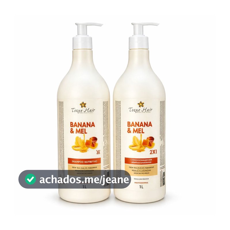 Kit Produtos de Cabelo Banana e Mel Profissional Shampoo 1L + Condicionador 1 Litro Nutrição