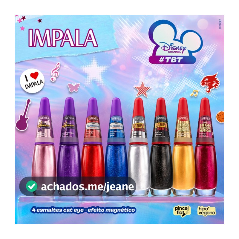 Kit Esmaltes Impala Coleção Disney Chanel Cat Eye Efeito Magnético Hipo Vegano Hannah Montana