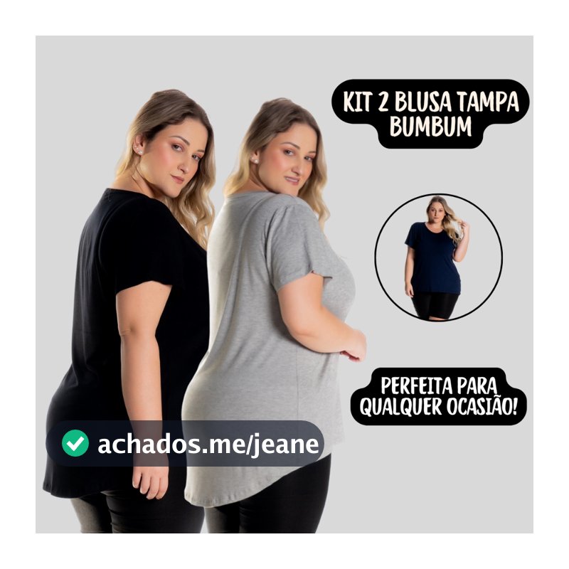 Kit 2 Blusas Plus Size Comprida Feminina Academia Treino Confortável Viscose Básica Dia a Dia