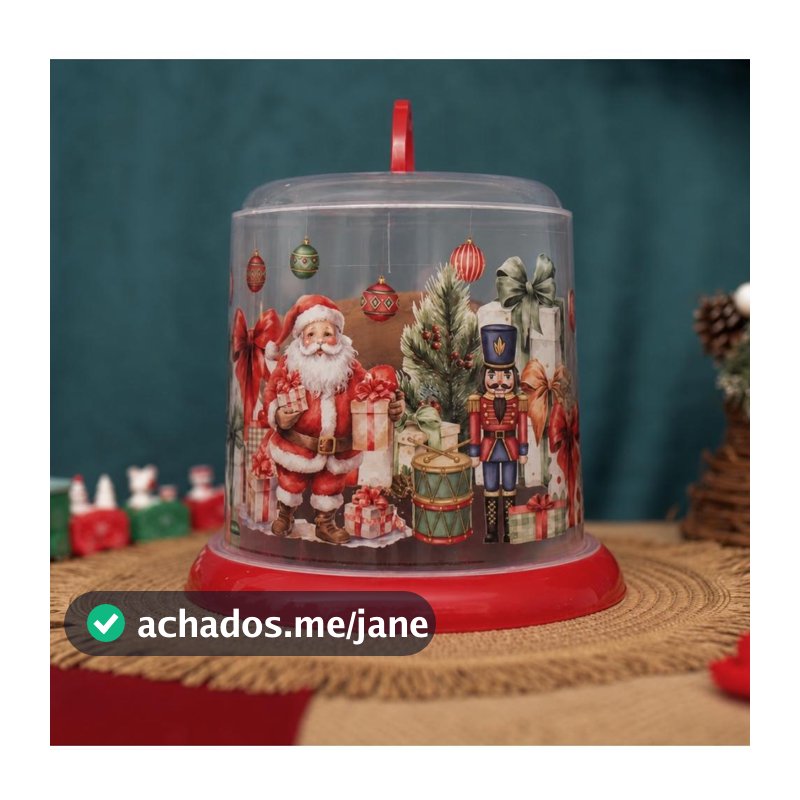 Porta Panetone Chocotone Natal Soldadinho Papai Noel Árvore Presente Laço Vermelho Plasútil