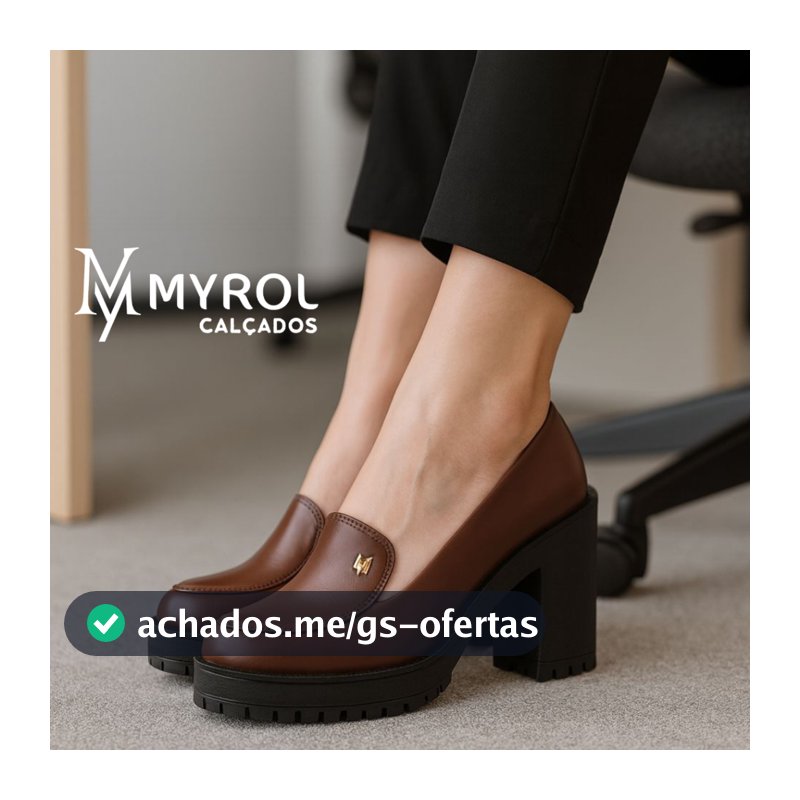 Mocassim Tratorado Sapato Salto Médio Slip On Casual Com Metal