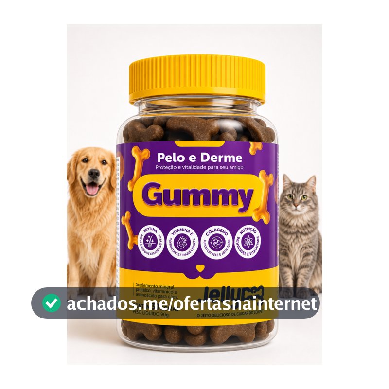 Suplemento Gummy Dermatológico Para Cachorro Diminui Coceira Lambedura Queda de Pelo