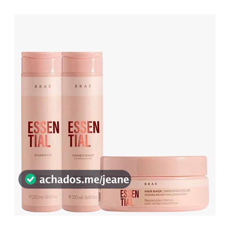Kit Braé Essential Shampoo 250ml + Cond 250ml + Másc 200ml