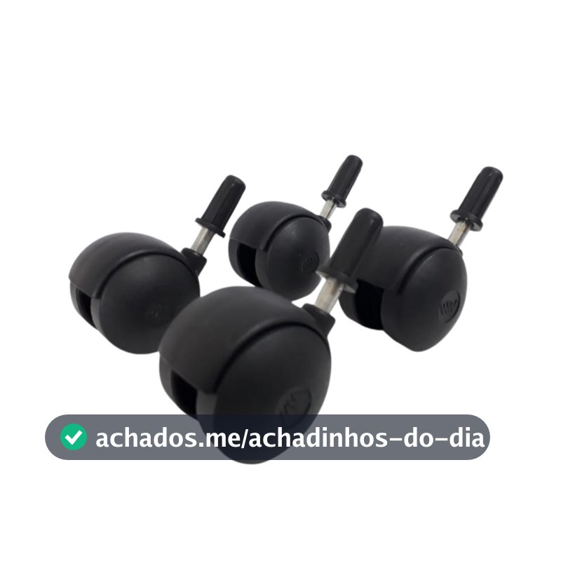Kit Rodinhas Giratórias 40mm Pino 6mm Preto Fruteira Gaveteiro Mais Bucha De Meia
