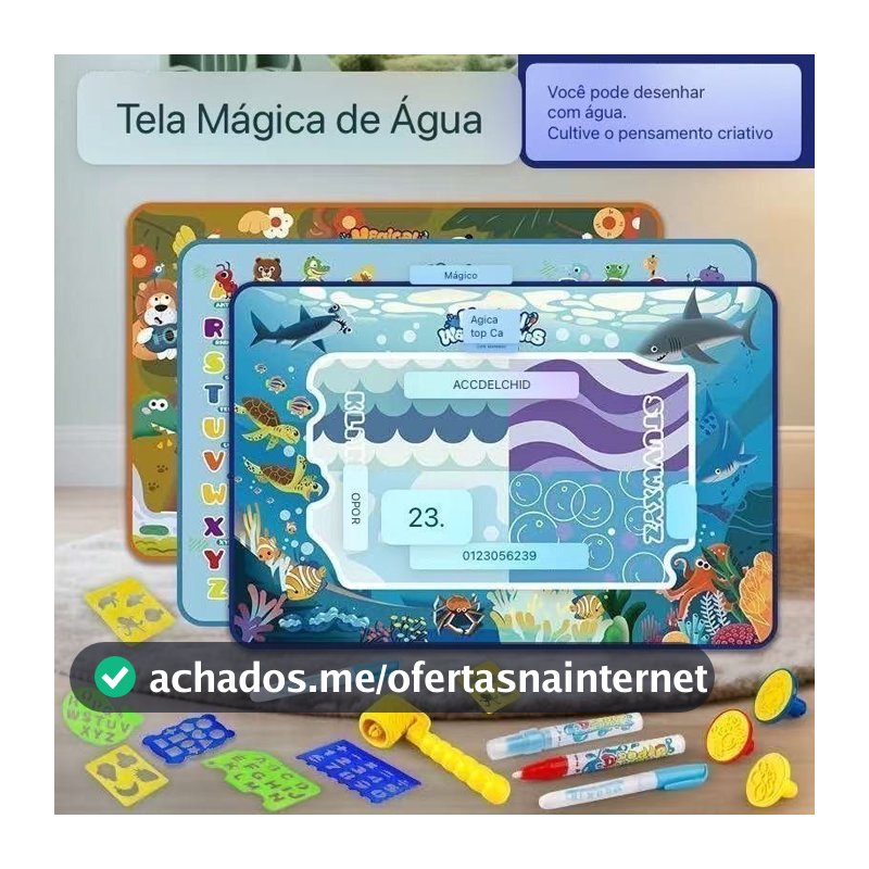 Tapete de Água Mágico Brinquedo Educativo para Criatividade Reutilizável com Canetas Presente