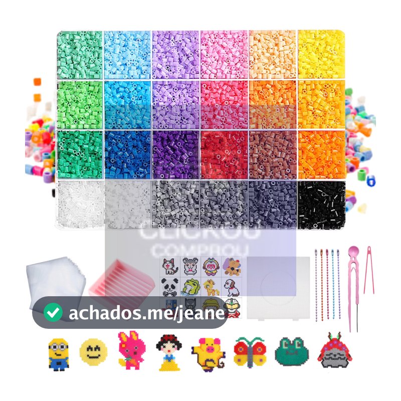 Kit Hama Beads 10.000 Peças 2,6mm 24 Cores Pinças + Ferramentas Pegboard Chaveiro Brinquedos