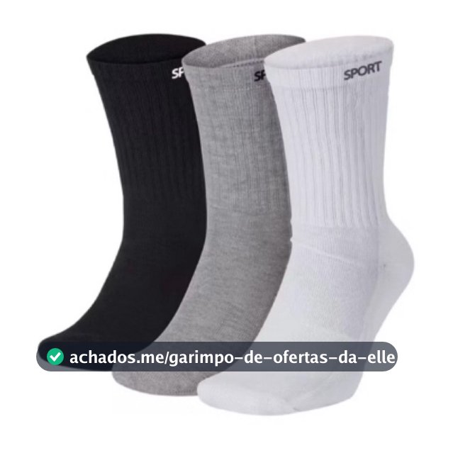 Kit ate 24 Pares Meias masculina SPORT Algodão cano alto/longo