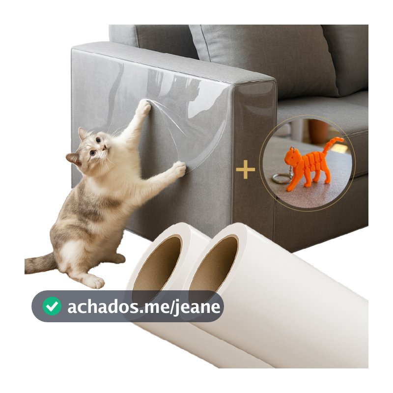 Kit 2 Protetor Sofá Móveis Adesivo Gatos Anti-arranhão Arranhador Transparente 30X300cm + BRINDE