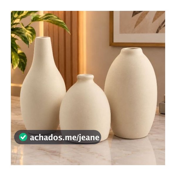 Vaso de decoração Kit con 3 Vasos Decorativos Cerâmica Premium Bulbo Sala Moderna