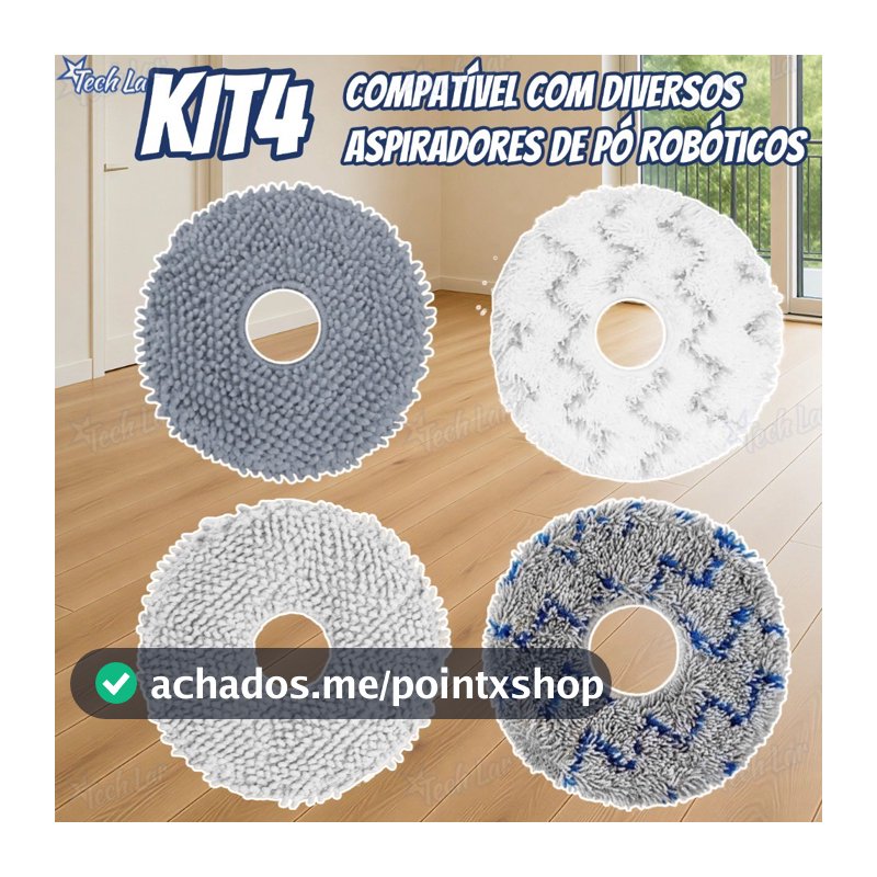 Kit Panos Mop de Reposição para Robô Aspirador Xiaomi S10+ / S20+ / X10+ / X20+ / Pro Max - TL