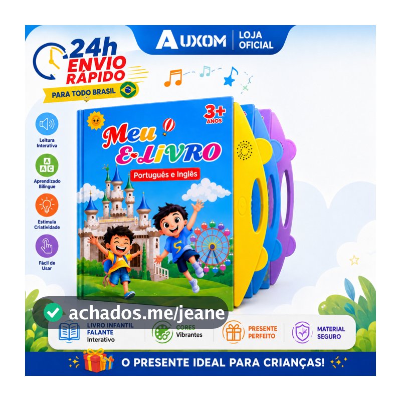 Livro Infantil Falante Bilíngue Português/Inglês Educativo Interativo com Som
