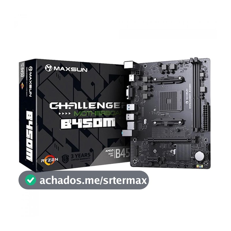 Placa Mãe MAXSUN B450M MS-Challenger, Chipset B450, AMD AM4, mATX, DDR4, Preta