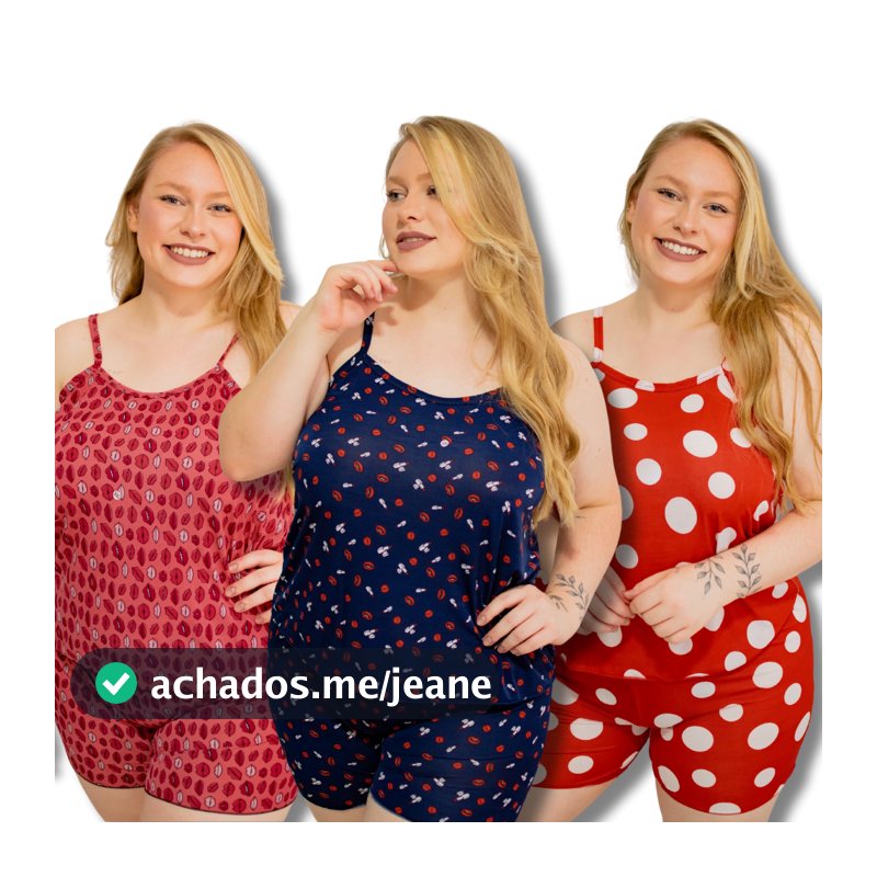 Kit 3 Baby Doll LIGANETE Plus Size Short Doll Pijama XGG Feminino Dormir Conjunto Promoção Barato Dormir Confortável
