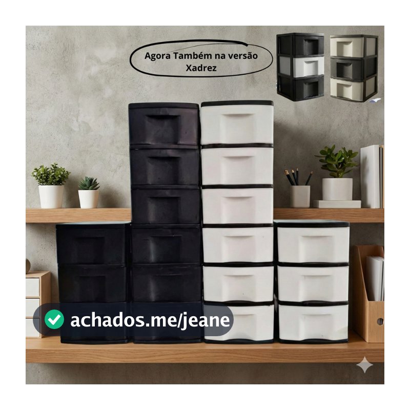 Organizador Multiuso Gaveteiro de Chão Preto Resistente 3 4 5 6 Gavetas Quarto Escritório 🗄️🖤