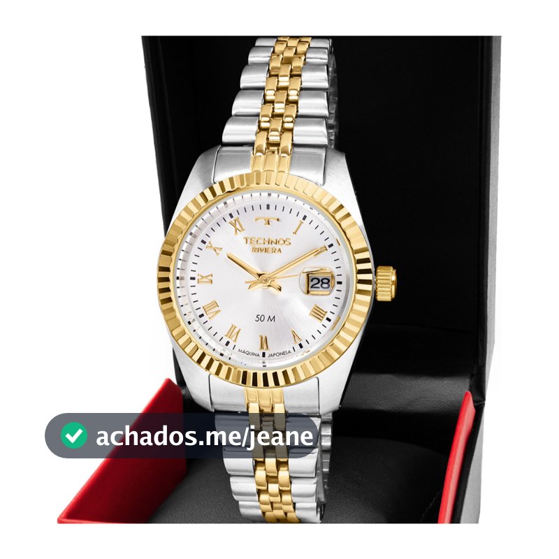 Relogio Feminino Technos Pequeno Riviera Prata com Dourado Original 2015CEP/1K