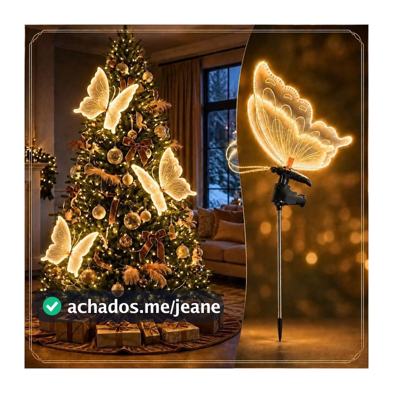 Borboleta Led 60cm Com Movimento Decoração À Prova D'água Luz Quente