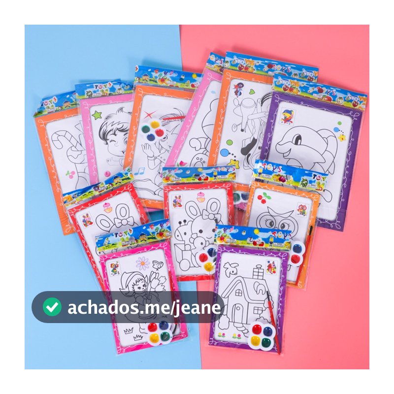 kit 30 Cards para Colorir Infantil Kit DIY: Lápis e 4 Cores Aquarela, Atividade Criativa, Lembrancinha Aniversário`