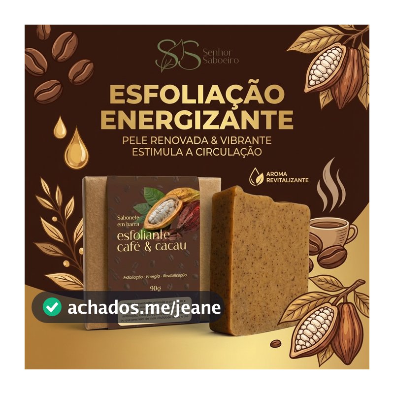Sabonete Natural de Café Esfoliante - Estimula Colágeno Elasticidade da Pele Hidratante
