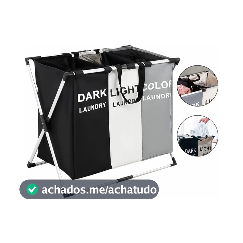 Cesto Roupa Suja 3 Divisórias Organizador