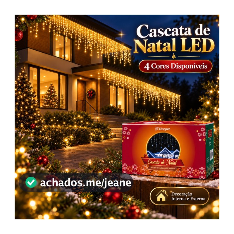 Cascata de Luzes de Natal 10m 400 LEDs 54 Quedas Pisca-Pisca Enfeites de Natal para Fachada Jardim e Decoração Externa