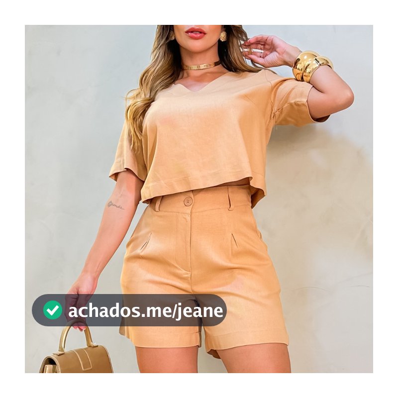 Conjunto Feminino Short + Blusa Camiseta T-Shirt Verao 00577