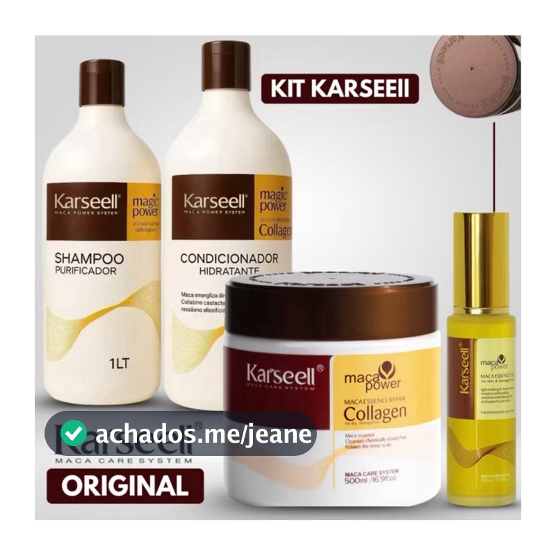 Kit Karseell Profissional Completo  Intenso – Shamp 1L + Cond 1L + Másc 500g+Óleo 50ml - 4 produtos