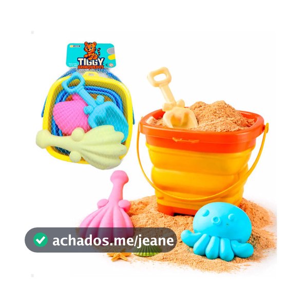 Kit Baldinho de Praia Retrátil Premium Para Criança 5 Peças - Acessórios