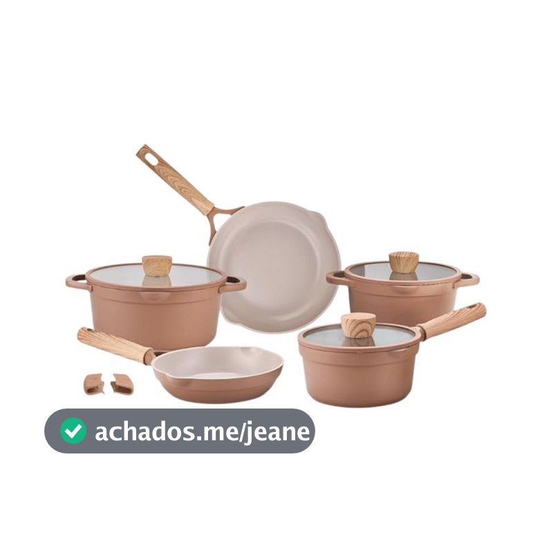 Jogo de Panelas 5 Peças Indução Fogão Gás  Duna Terracota Antiaderente Brinox