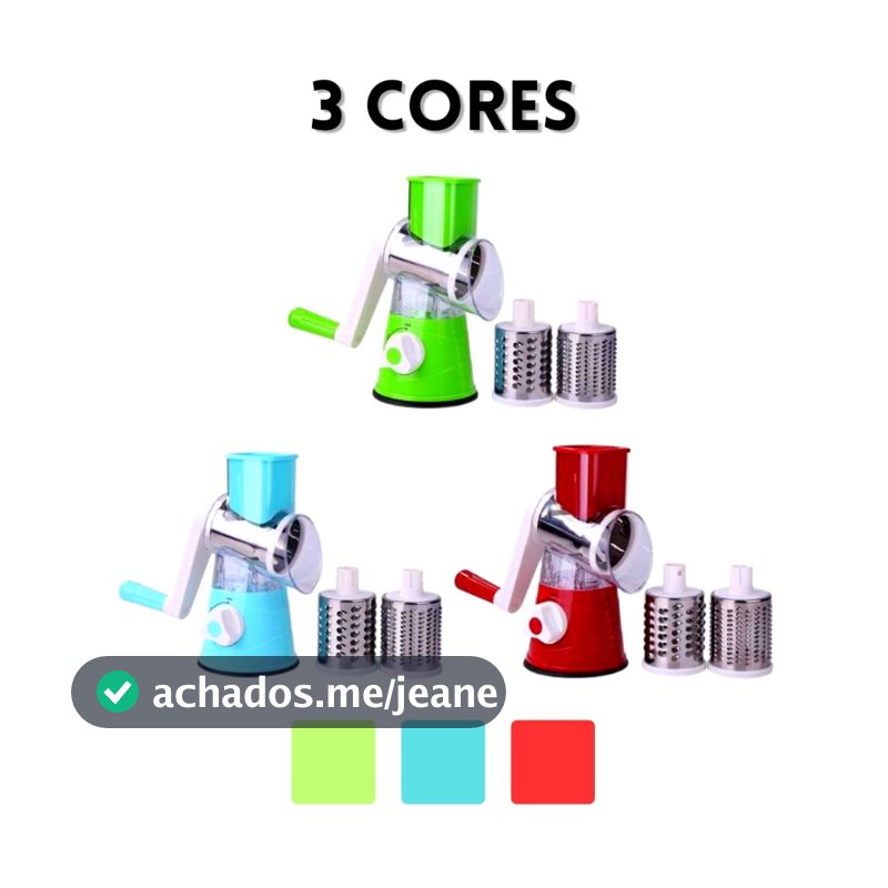 Cortador Ralador Fatiador De Legumes e Vegetais Giratório 3 Lâminas Inox Mandoline Table Moderna Mix