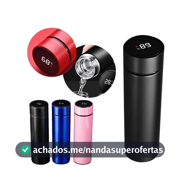Garrafa Térmica Aço Inox Com Termômetro Digital 500ml Led Térmica Inteligente Sensor Premium