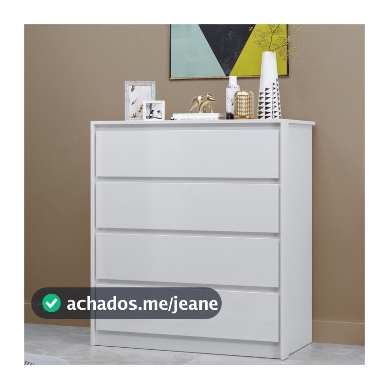 Cômoda 4 Gavetas em MDP 89x92cm Carla Branco Branco