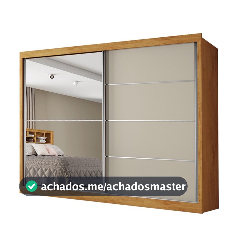 Guarda Roupas Casal 2 Portas de Correr com Espelho 4 Gavetas Flex 100% MDF Austria