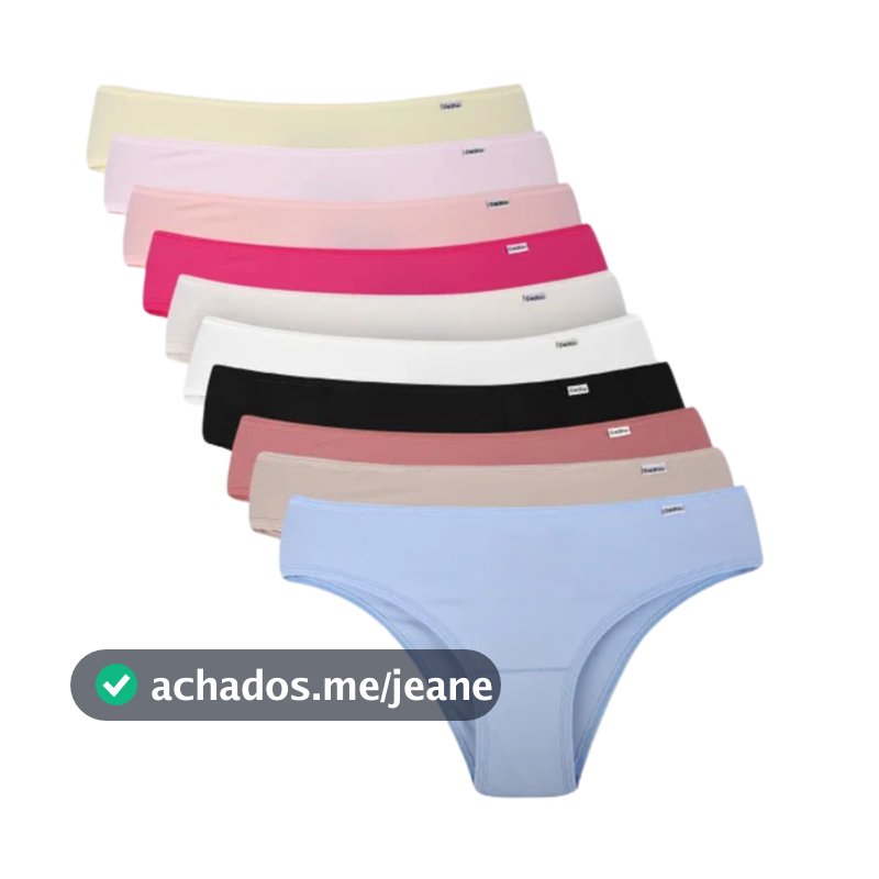 Del Rio Kit 10 Calcinhas Biquíni Microfibra Liso Colorido Tamanho P M G GG