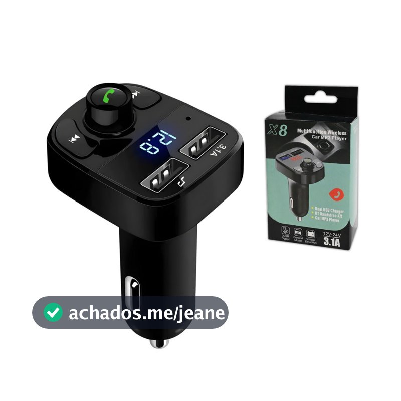 Transmissor FM Bluetooth X8 Carro MP3 Player USB Carregador 3.1A Handsfree Veicular