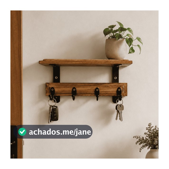 1 Unidade - Porta Chave com Cabideiro Aparador em Gancho Único