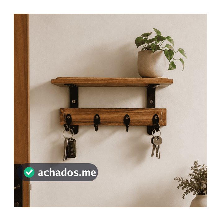 1 Unidade - Porta Chave com Cabideiro Aparador em Gancho Único