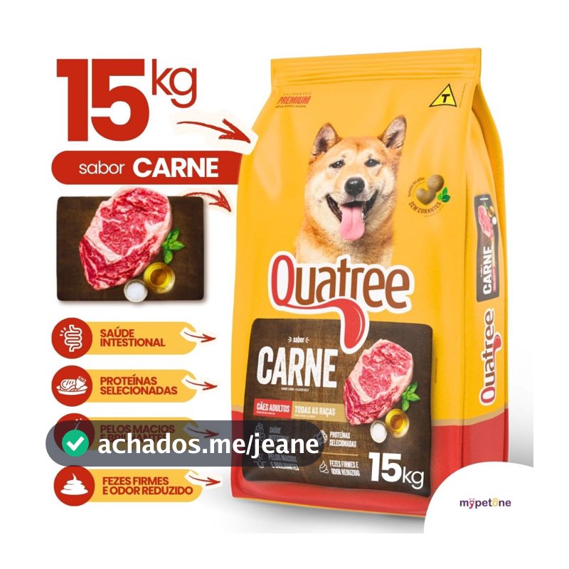 Ração Quatree Gourmet Cães Adultos Carne - 15Kg