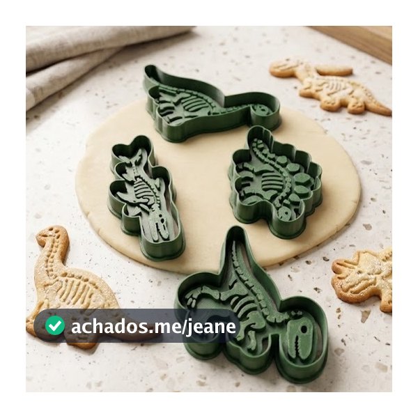 Kit 4 Cortadores de Biscoito Pasta Americana Dinossauro 3D Confeitaria