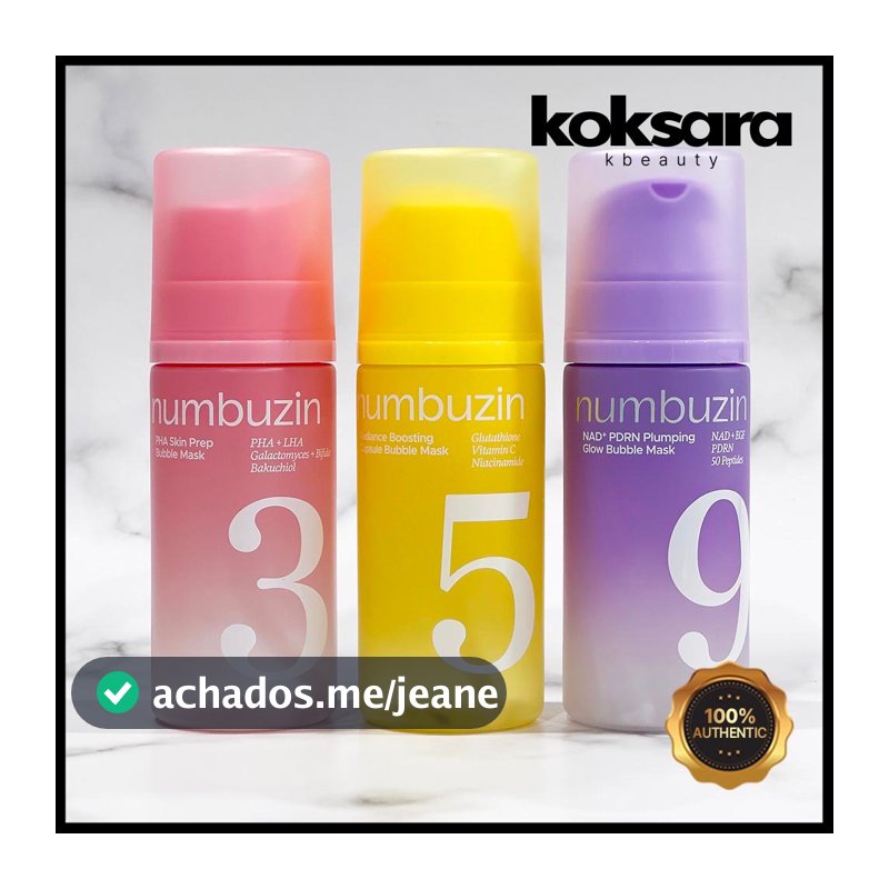 Numbuzin Bubble Mask Collection (No.3 PHA Skin Prep, No.5 Radiance Boosting Capsule, No.9 NAD+ PDRN Pluming Glow)