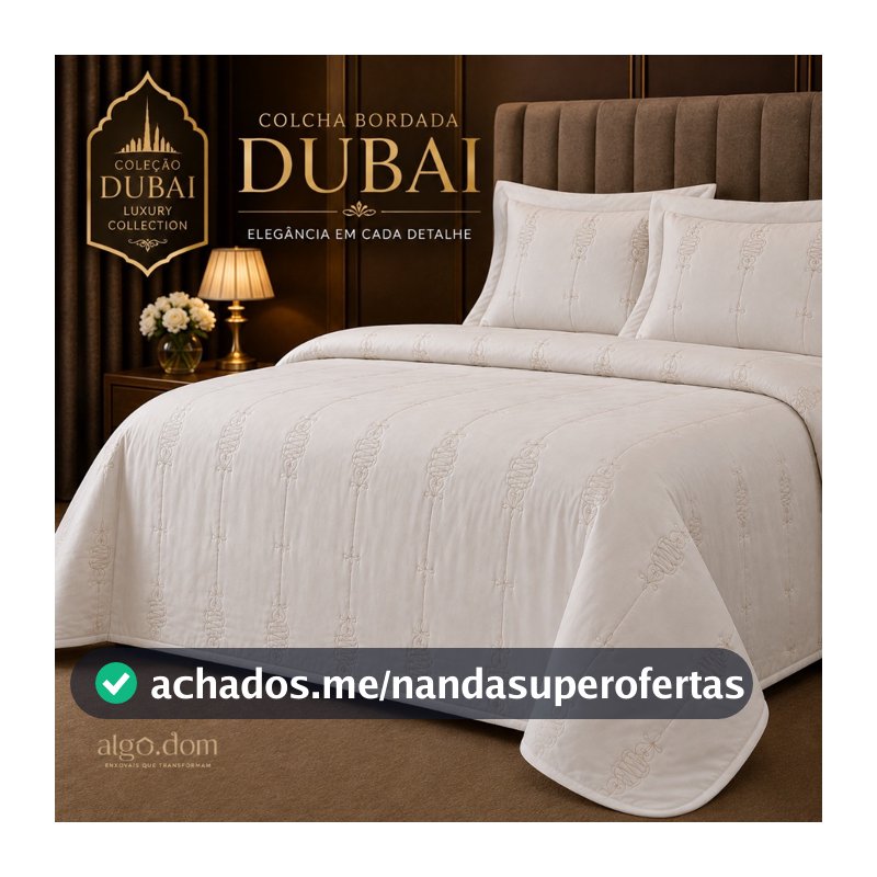 Colcha Cobre Leito Bordada Luxo 400 Fios Macio Dubai Padrão Hotel
