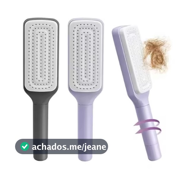 Escova De Cabelo Autolimpante Retrátil Anti Frizz Desembaraçadora Com Massagem 24cm