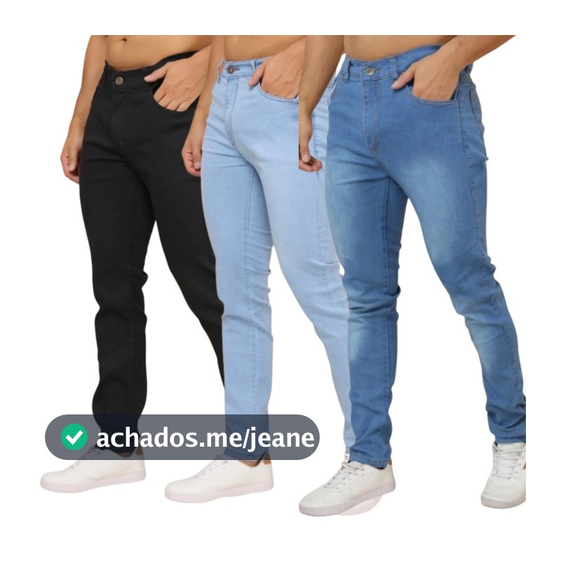 Calça Jeans Masculina Slim Fit Stretch | Kit 3 Cores