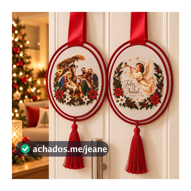 Decoração de Porta Natal Presépio Escapulário de Porta Anjo Enfeite Natalino para Casa