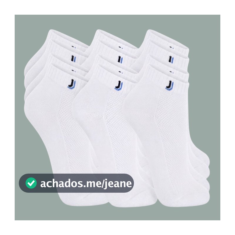 Kit 6 Pares Meia Cano Baixo 100% Algodão Conforto O Dia Todo