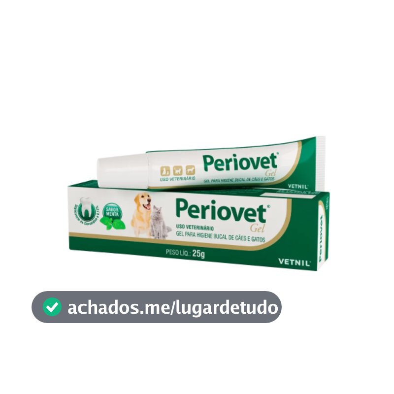 Periovet Gel Higiene Bucal Menta Pasta de Dente Pet 25g Cachorros e Gatos