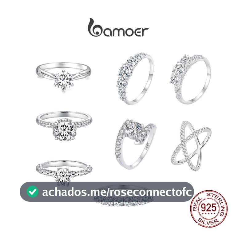 Bamoer 925 Anel De Prata Jóias Moissanita De Luxo Para Mulheres Acessórios De Casamento