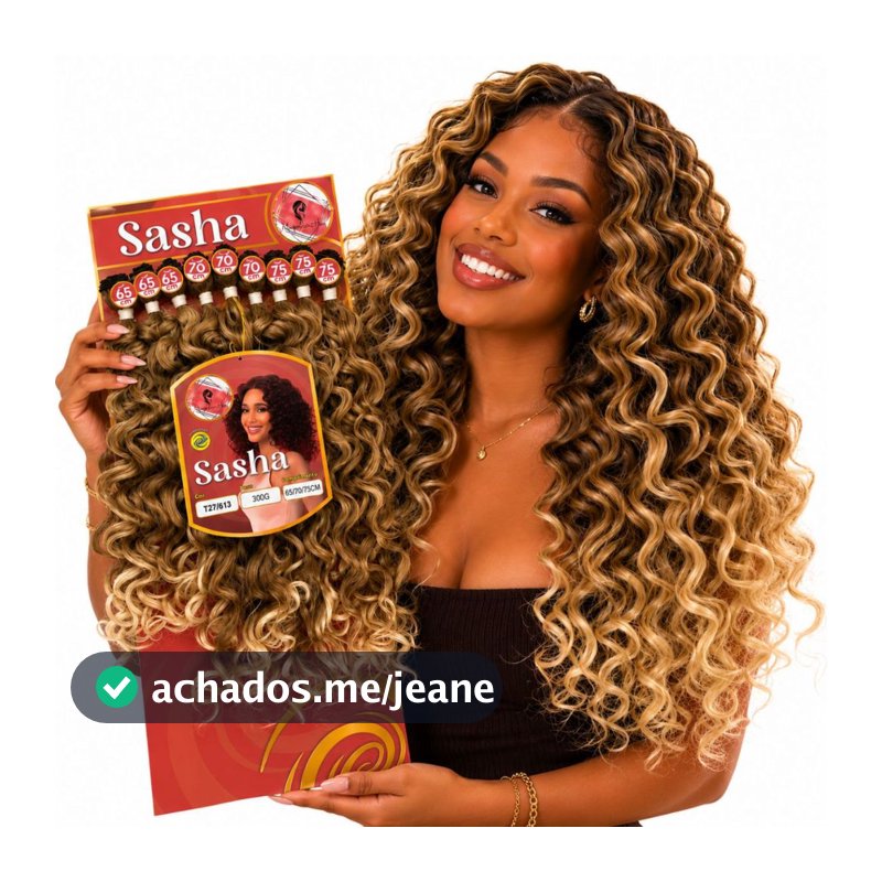 Cabelo Sasha Entrelace Cacheado Fibra Orgânica Premium | Cachos Definidos Volume Natural Fibra leve