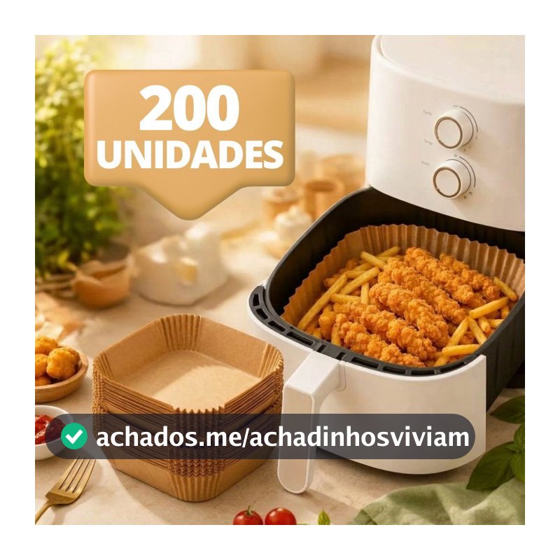Formas Descartáveis 200 Unidades Para Air Fryer em Papel Forneavél Para Fornos e Microondas